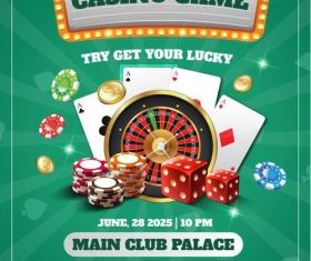 Green background casino night flyer vector