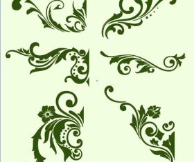 Green flower and leaf with ornamental vector
