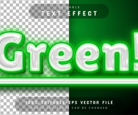 Green neon editable text style vector