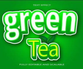 Green tea emboss editable text effect vector