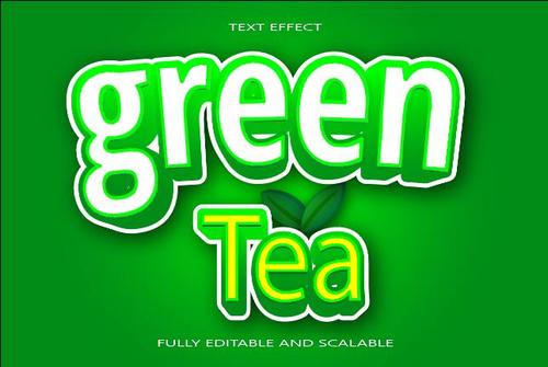 Green tea emboss editable text effect vector