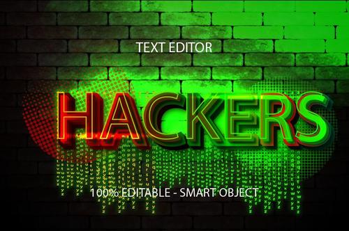 Hacker emboss editable text effect vector