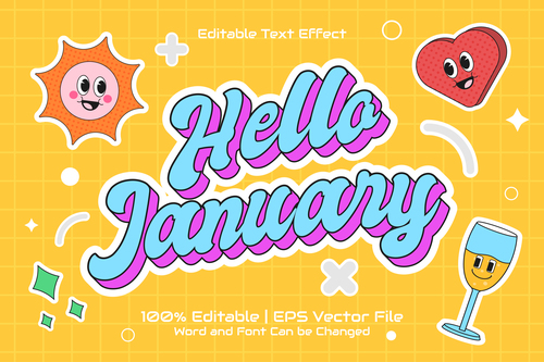 Hello cartoon style text effect vector