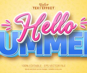 Hello summer editable text effect font style vector