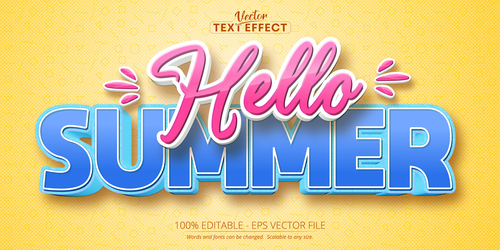 Hello summer editable text effect font style vector