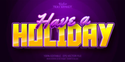 Holiday editable text effect cartoon font vector