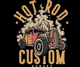 Hot rod custom garage with hot rod car vector
