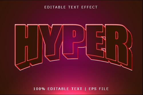 Hyper emboss editable text effect vector