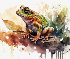 Illustrations frogs watercolor vector