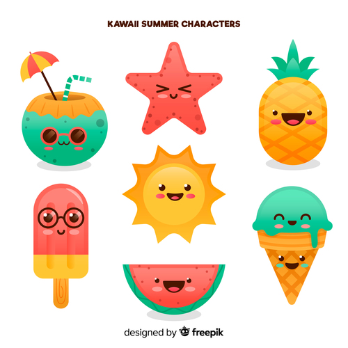 Kawall summer characters vector