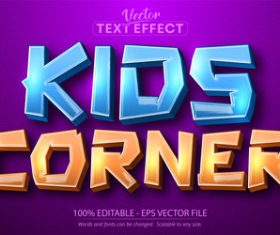 Kids corner editable text effect cartoon font vector