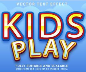 Kids play text effect vector