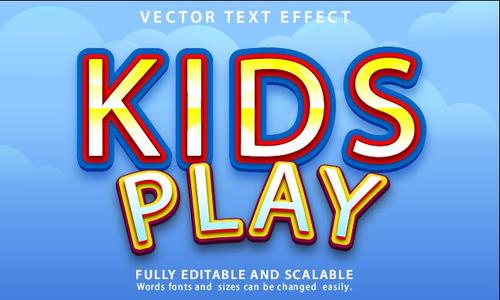 Kids play text effect vector