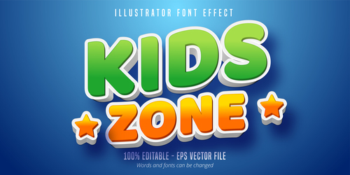Kids zone text effect font style vector