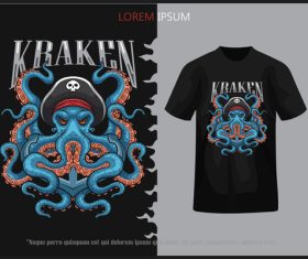 Kraken pirates arts tshirt vector