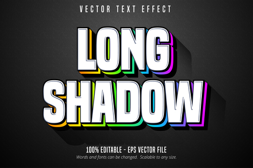 Long shadow editable text effect font vector