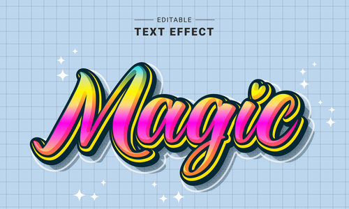 Magic 3d editable text style vector