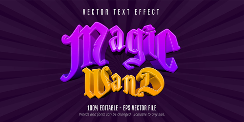 Magic wand editable text effect font vector