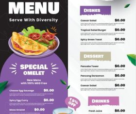 Meal menu purple vector