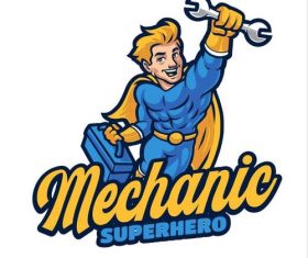 Mechanic superhero cartoon vector
