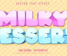 Milky dessert editable text effect font style vector