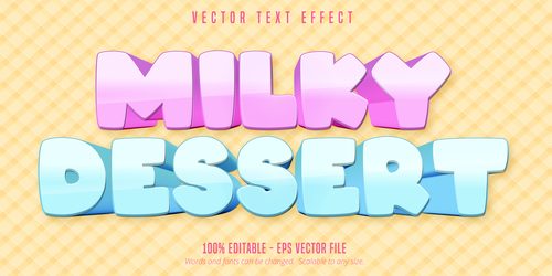 Milky dessert editable text effect font style vector