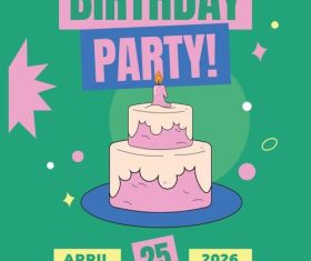 Modern cute birthday invitation vector