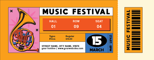Music festival ticket vector