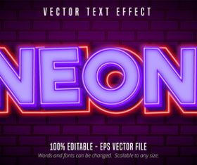 Neon light editable text effect font vector