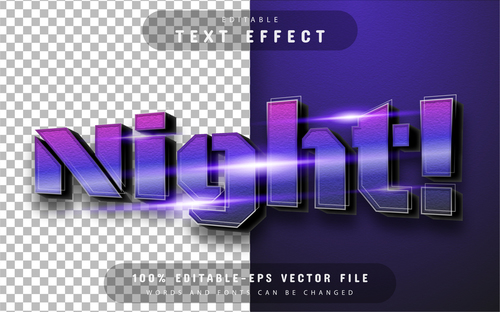 Night editable text style vector