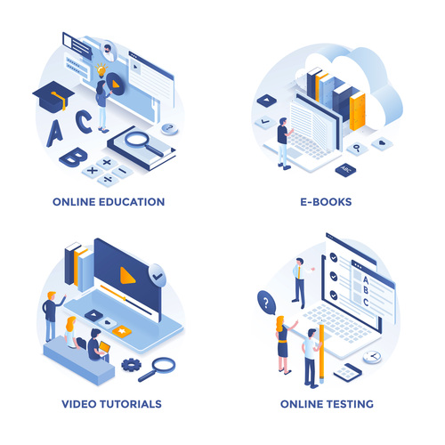 Online education concepts illustration vector