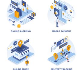 Online shopping concepts illustration vector
