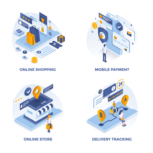 Online shopping concepts illustration vector