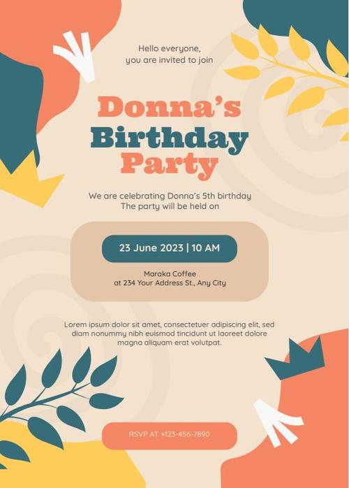 Organic playful birthday invitation vector