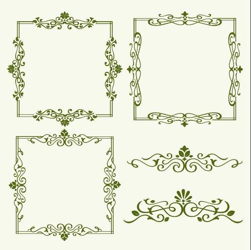 Ornamental swash and frame green vector