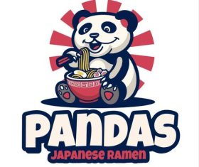 Panda ramen japanese cartoon vector