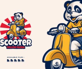 Panda scooter cartoon vector