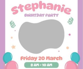 Pastel birthday invitation vector