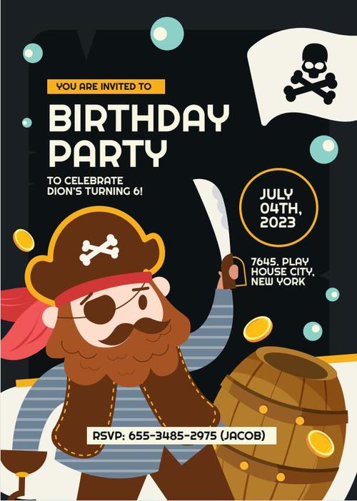 Pirates birthday invitation vector