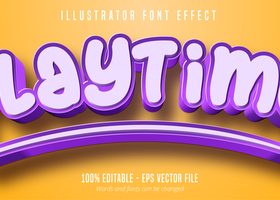 Playtime text effect font style vector