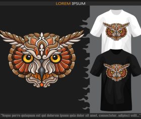 Portrait of an owl arts isolated black white tshirt vector
