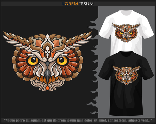 Portrait of an owl arts isolated black white tshirt vector