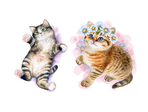 Realistic cat watercolor vector