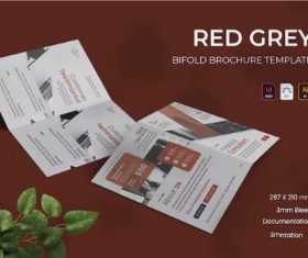 Red grey bifold brochure vector