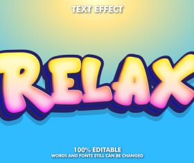 Relax 3d editable text effect font vector