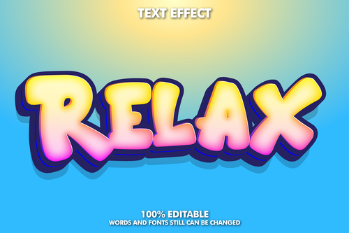 Relax 3d editable text effect font vector