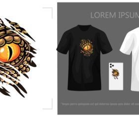 Reptile eye tshirt design complete vector