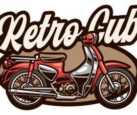 Retro cub motorcycle vector
