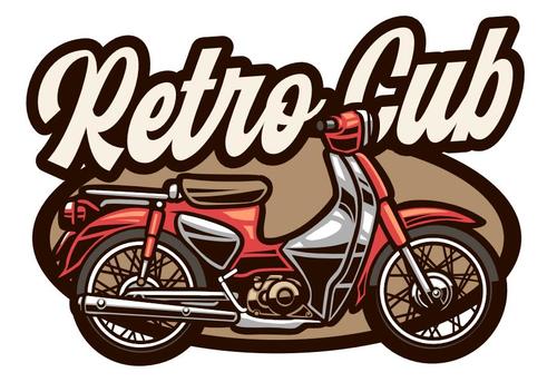 Retro cub motorcycle vector