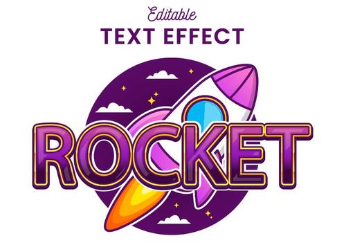 Rocket text effect vector